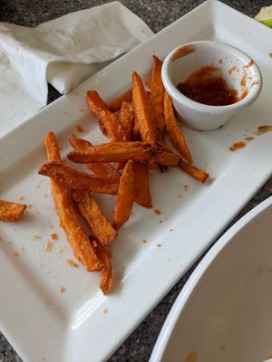 Sweet potato fries (after I ate a bunch lol) at Pineapple's in Hilo