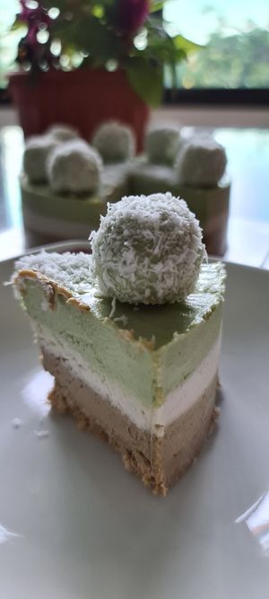Raw Pandan Coconut Gula Melaka Vegan Cake at Cake Botanica in Central Singapore