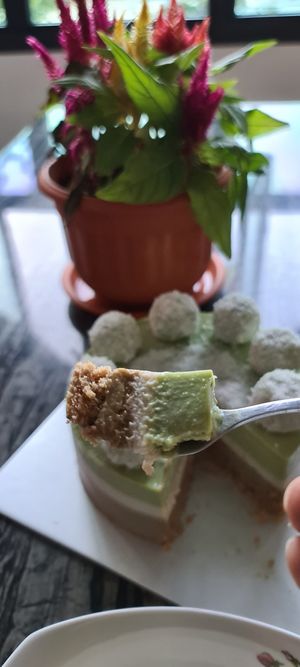 Raw Pandan Coconut Gula Melaka Vegan Cake at Cake Botanica in Central Singapore
