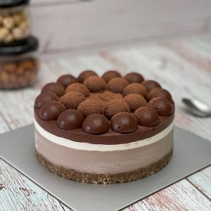 Raw Coconut Cream Chocolate plant cake. No ordinary vegan chocolate cake, this is light yet distinctly flavourful without being rich. 
 at Cake Botanica in Central Singapore