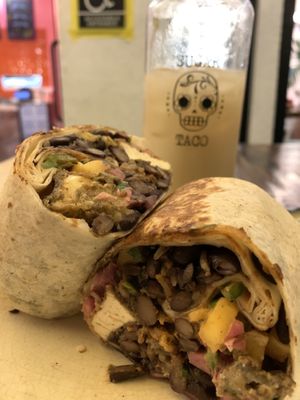 Pescado burrito and horchata at Sugar Taco in Sherman Oaks