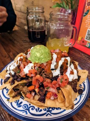 Personal nachos with Pollo and guac at Sugar Taco in Sherman Oaks