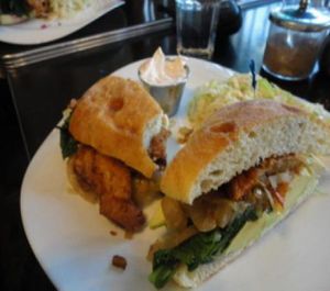 Cajun seitan sandwich. Highly recommended. at Candle Cafe in New York City