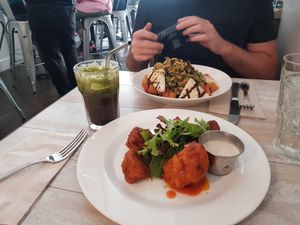 Cauliflower and salad at Candle Cafe in New York City