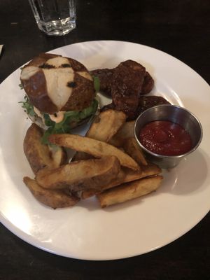 $12 happy hour slider wings fries plate  at Candle Cafe in New York City