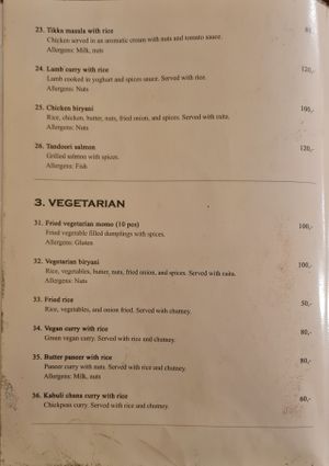 Menu at Indian Curry & Nepali Restaurant in Trondheim