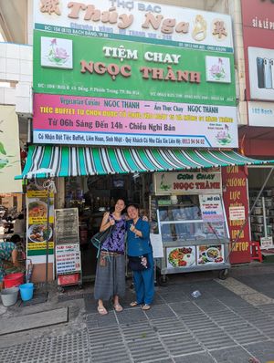 Picture if the owner on the right. NGOC Thanh at Ngoc Thanh Com Chay in Ba Ria