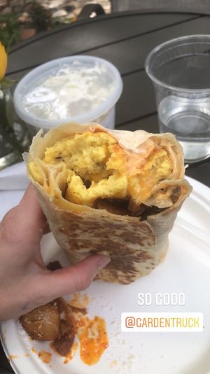 Breakfast burrito, potato salad in back   at Garden Truck Foods - Maybe closed in Jacksonville