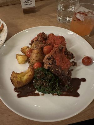 Lions mane mushroom and pemberton potatoes  at Cure Lounge & Patio in Whistler