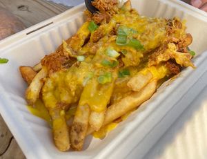 Cheese fries with BBQ at Pure Soul in Durham