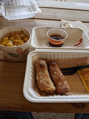 Soul roll and side of Mac and cheese at Pure Soul in Durham