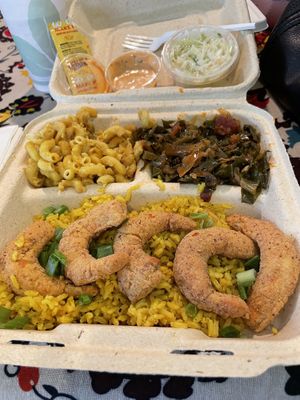 Shrimp plate at Pure Soul in Durham