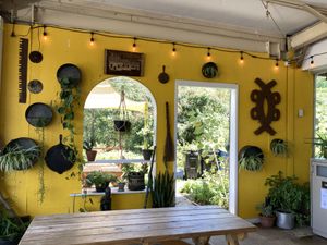 Outdoor covered seating area  at Pure Soul in Durham