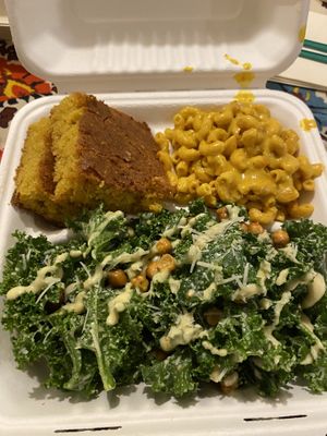 Kale Caesar w/ Mac and Cornbread   at Pure Soul in Durham