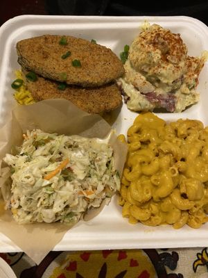 Faux Fish Plate w/ Mac and Potato Saladd  at Pure Soul in Durham