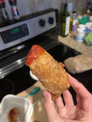 Soul Roll Dipped in BBQ Sauce (Ordered from Uber Eats)  at Pure Soul in Durham