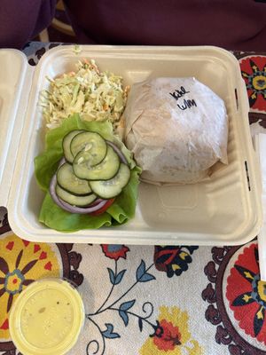 Chicken sandwich with coleslaw   at Pure Soul in Durham