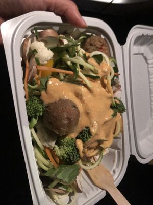 Raw zucchini garden pasta 🍝   at Caravan of Dreams in New York City