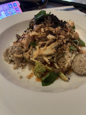 Raw zucchini garden pasta  at Caravan of Dreams in New York City