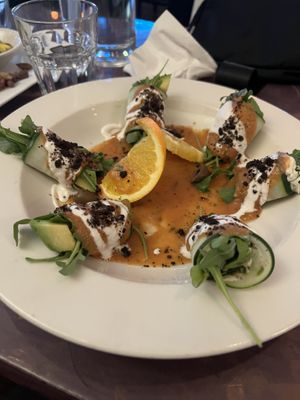 Raw manicotti platter  at Caravan of Dreams in New York City