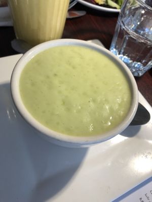 Raw avocado and coconut soup   at Caravan of Dreams in New York City