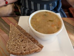 Vegetable barley soup at Caravan of Dreams in New York City
