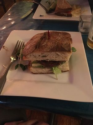 mushroom burger! at Caravan of Dreams in New York City