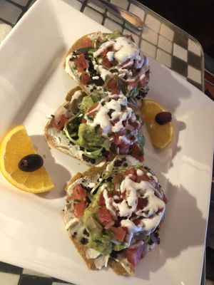 raw California tostada  at Caravan of Dreams in New York City