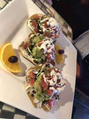 raw California tostada  at Caravan of Dreams in New York City