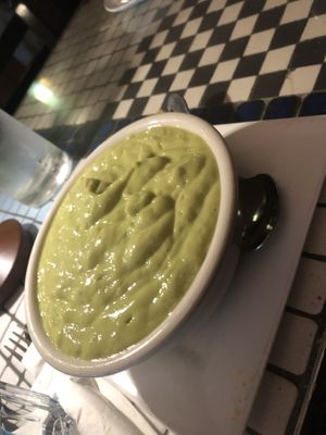 Raw avocado and coconut soup   at Caravan of Dreams in New York City