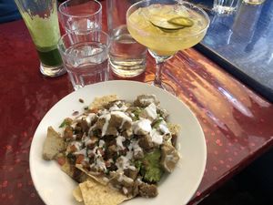 Jalapeño margarita with nachos! at Caravan of Dreams in New York City