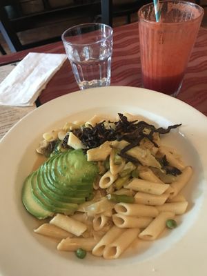 Lemon cashew pasta (vegan and gluten free) - delicious ! at Caravan of Dreams in New York City