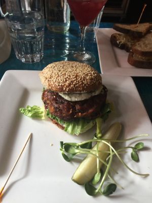 Shiitake burger 💯 at Caravan of Dreams in New York City