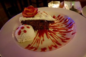 Carrot cake with vanilla ice cream  at Caravan of Dreams in New York City