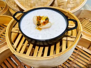 Sago with lychee, passionfruit and coconut milk (Vegan) at Happy Belly Chinese Restaurant in Newtown