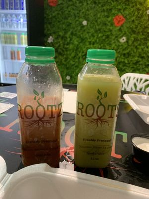 Carrot ginger & cucumber lemon juice at Rootz Soul Cafe in North Lauderdale