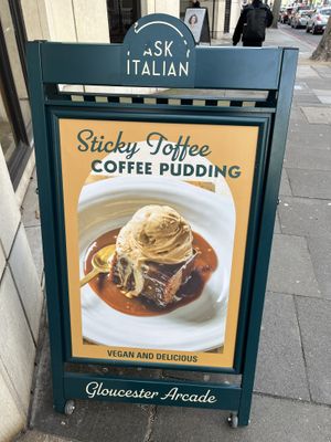 Signage this is free in veganuary with their club #Veganuary at ASK Italian in South West London
