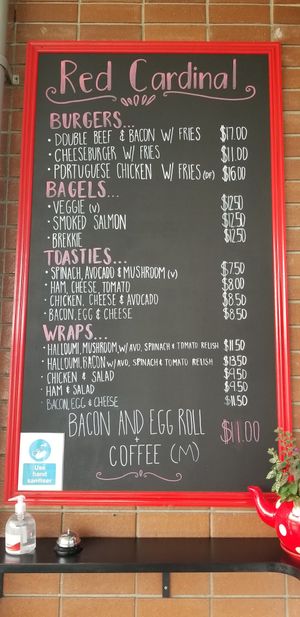 Specials board at Red Cardinal Cafe in Underwood