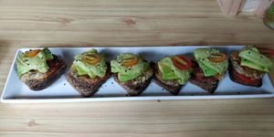 Avo on rye bites. Messy to eat, but wonderful. at GoFresh in Phuket