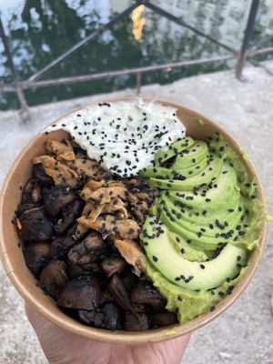 Captain Copper - Seitan (I think), mushrooms, avocado, rice and mayonnaise. Very tasty but preferred the Azteque option.  at Copper Branch in Annecy