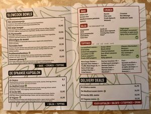 Delivery menu February 2021 at De Spaanse Moeder in Rotterdam