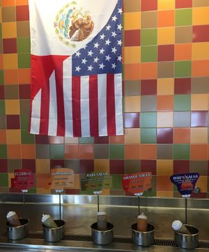 All 5 salsas are available by the beverage counter at El Camino Gourmet Tacos in Edina