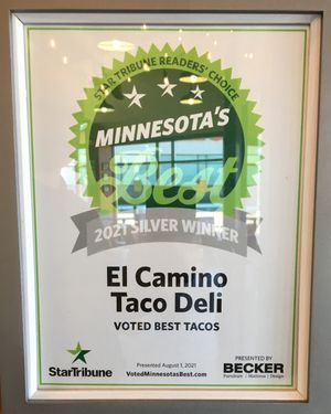 Minnesota's Best Tacos - 2021 Silver Winner Award at El Camino Gourmet Tacos in Edina