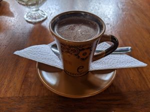 Hot chocolate included in the tour.  at Yumbos Chocolate in Mindo