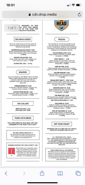 Menu  at BrewDog in Peterhead