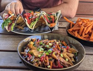 Vegan Stir Fry and Falafel Tacos at The Ophir Hotel in Orange