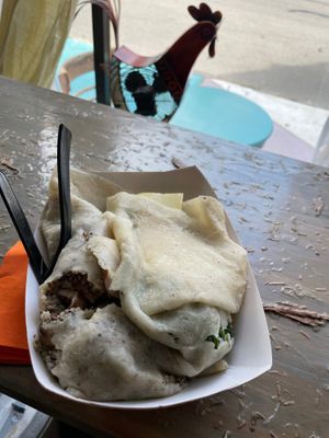 Finished product, filling, lightly cooked at Give a Crepe in Erie