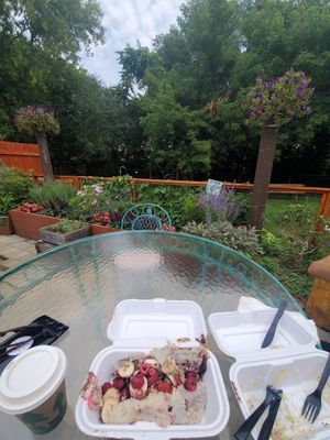 Garden area at Give a Crepe in Erie