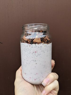 Choc Raspberry Chia Pudding Vegan Gluten Free at Bunya Wholefoods in Vincentia