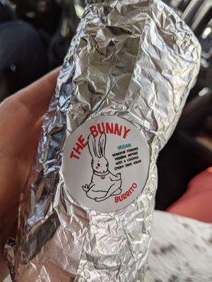 Delicious vegan burrito at Bunny and Clyde's Corner Cafe and Market in Salida